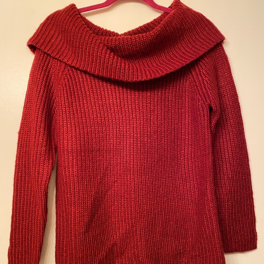 Raspberry Sweater with option for off the shoulder